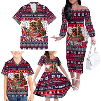 German Shepherd Merry Woofmas Family Matching Off The Shoulder Long Sleeve Dress and Hawaiian Shirt Christmas Dog Art Style - Wonder Print Shop