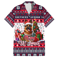 German Shepherd Merry Woofmas Family Matching Off The Shoulder Long Sleeve Dress and Hawaiian Shirt Christmas Dog Art Style - Wonder Print Shop