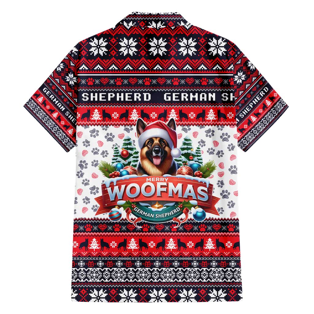 German Shepherd Merry Woofmas Family Matching Off Shoulder Maxi Dress and Hawaiian Shirt Christmas Dog Art Style - Wonder Print Shop