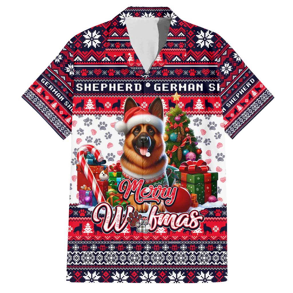 German Shepherd Merry Woofmas Family Matching Puletasi and Hawaiian Shirt Christmas Dog Art Style - Wonder Print Shop