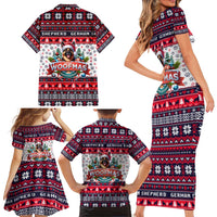 German Shepherd Merry Woofmas Family Matching Short Sleeve Bodycon Dress and Hawaiian Shirt Christmas Dog Art Style - Wonder Print Shop