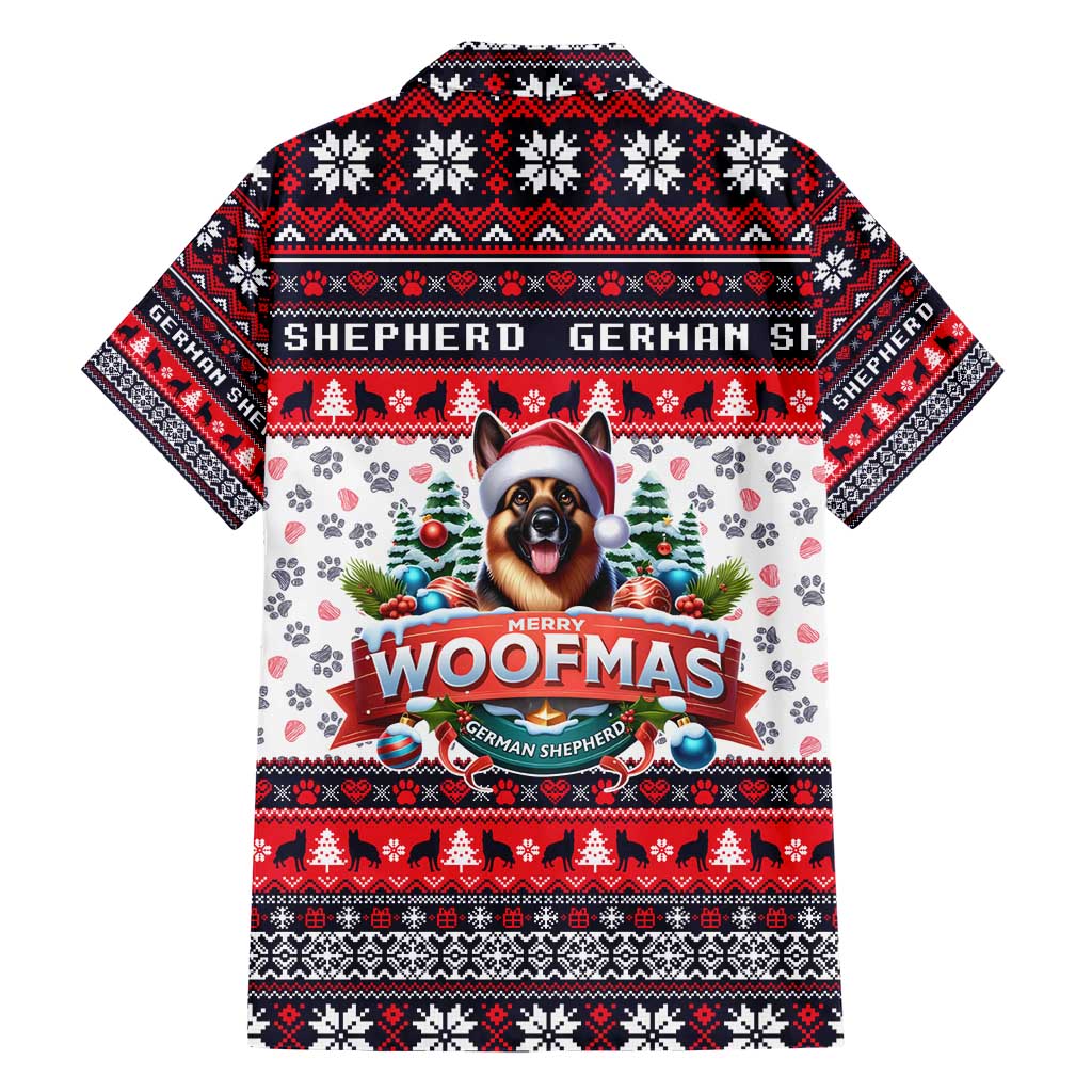 German Shepherd Merry Woofmas Family Matching Short Sleeve Bodycon Dress and Hawaiian Shirt Christmas Dog Art Style - Wonder Print Shop