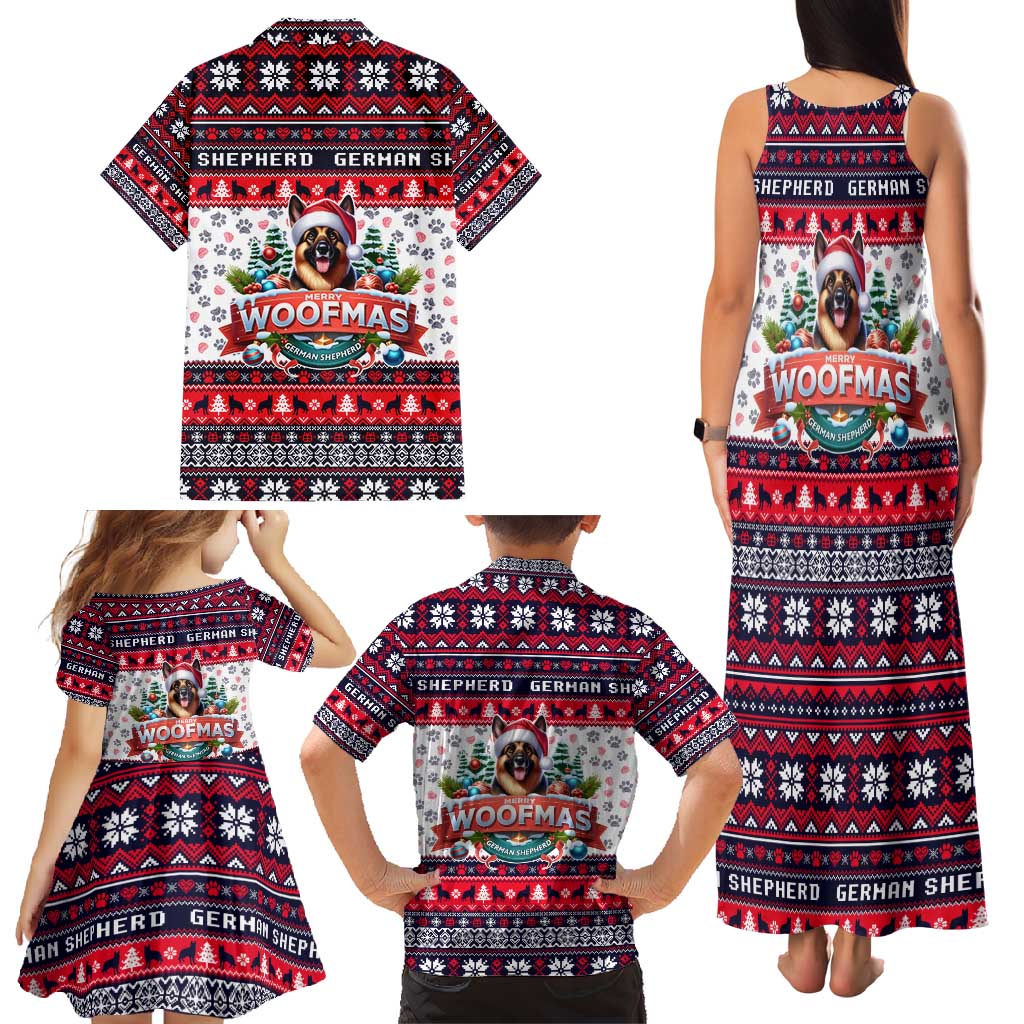 German Shepherd Merry Woofmas Family Matching Tank Maxi Dress and Hawaiian Shirt Christmas Dog Art Style - Wonder Print Shop
