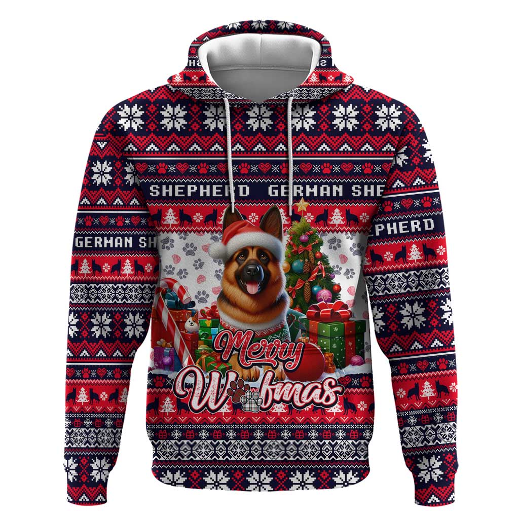 German Shepherd Merry Woofmas Hoodie Christmas Dog Art Style - Wonder Print Shop