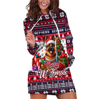 German Shepherd Merry Woofmas Hoodie Dress Christmas Dog Art Style - Wonder Print Shop