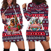 German Shepherd Merry Woofmas Hoodie Dress Christmas Dog Art Style - Wonder Print Shop