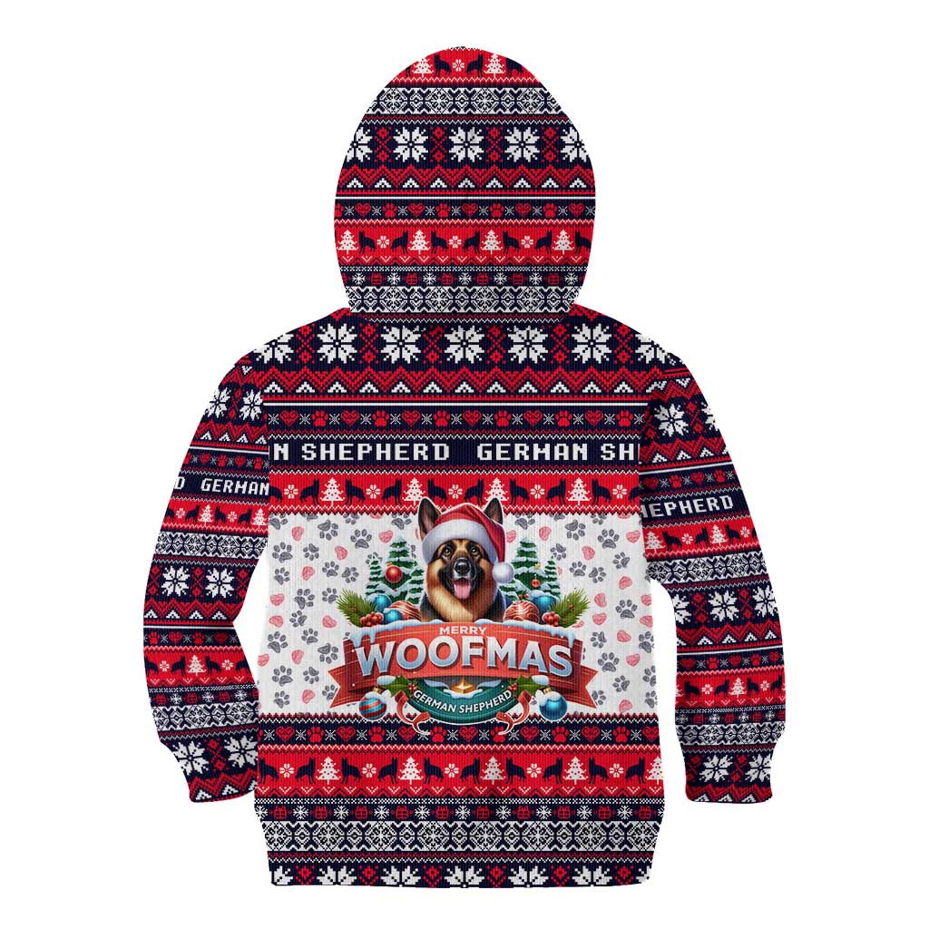 German Shepherd Merry Woofmas Kid Hoodie Christmas Dog Art Style - Wonder Print Shop