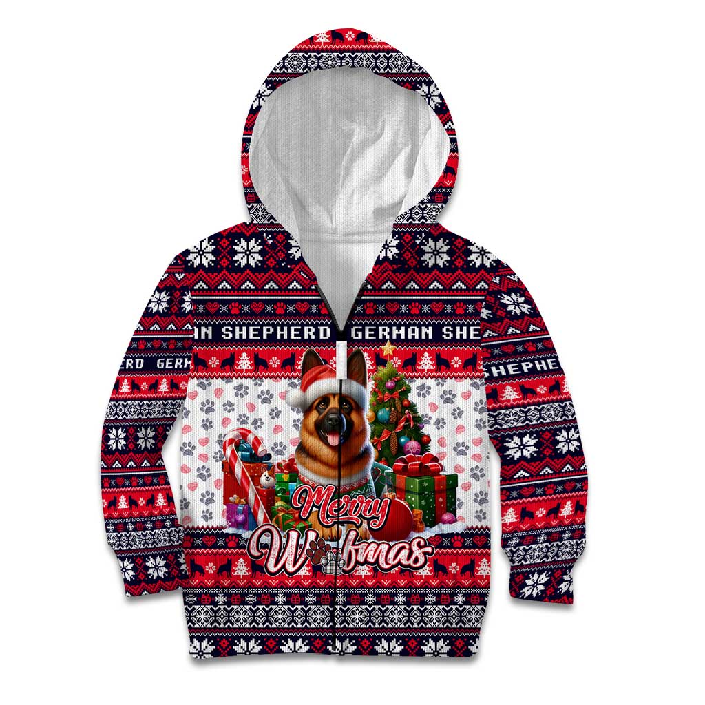 German Shepherd Merry Woofmas Kid Hoodie Christmas Dog Art Style - Wonder Print Shop