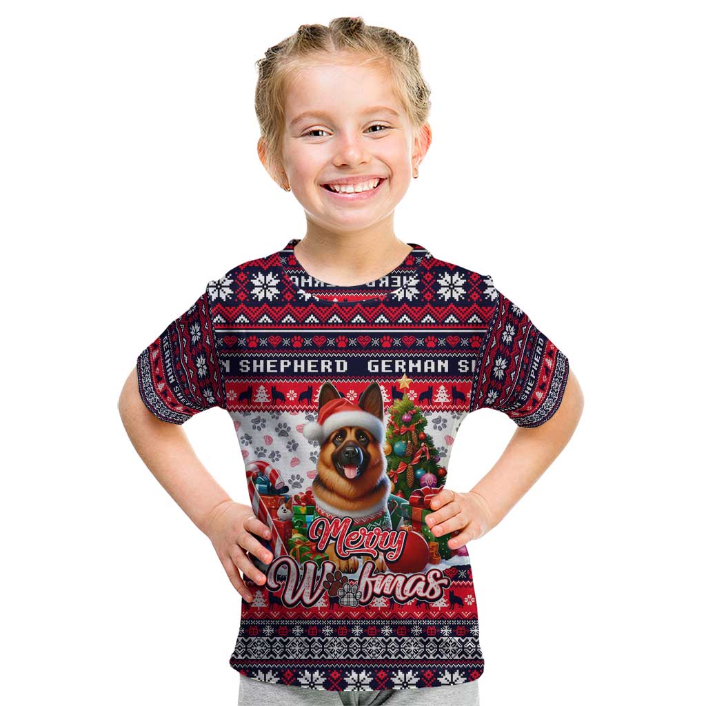 German Shepherd Merry Woofmas Kid T Shirt Christmas Dog Art Style - Wonder Print Shop