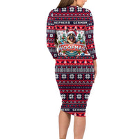 German Shepherd Merry Woofmas Long Sleeve Bodycon Dress Christmas Dog Art Style - Wonder Print Shop