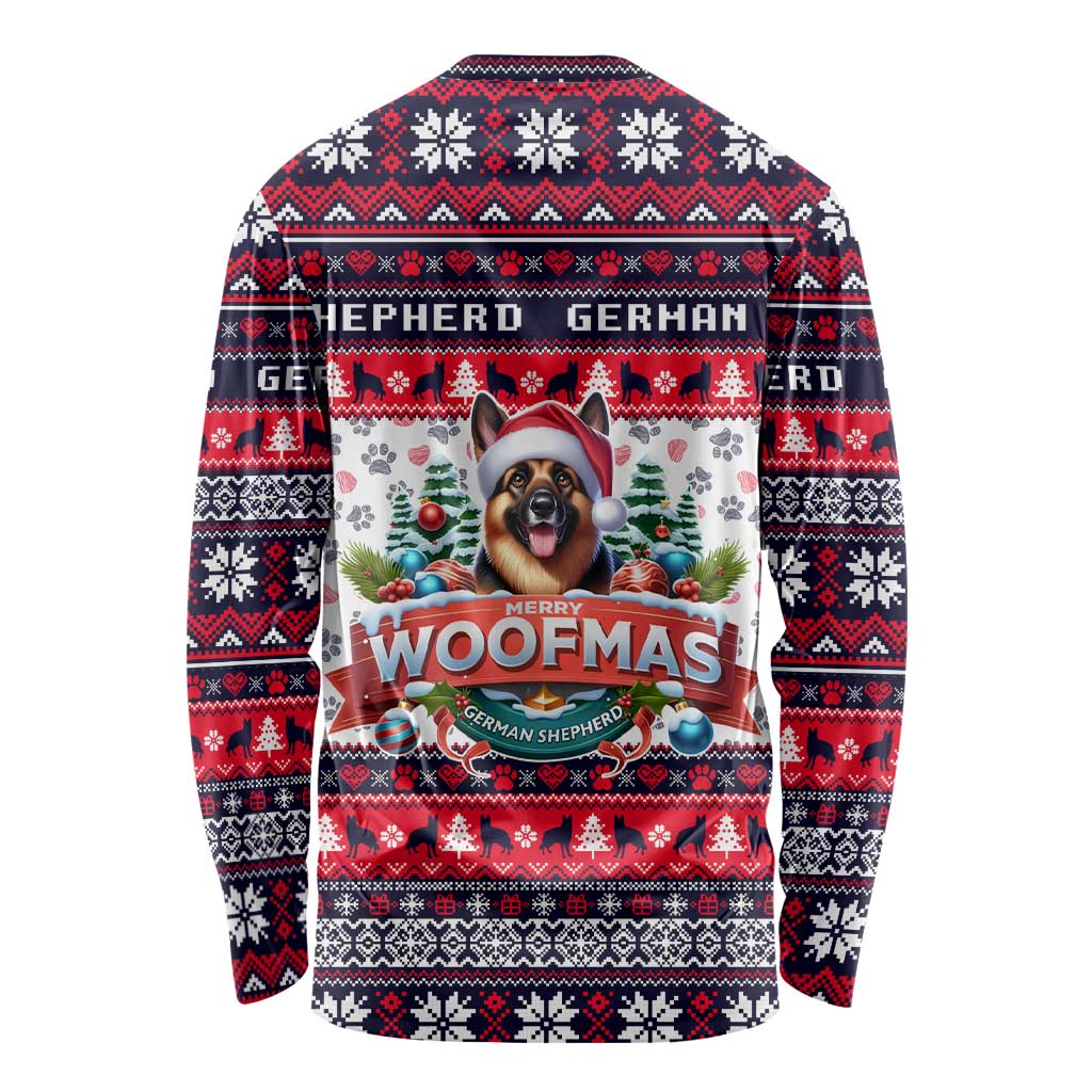 German Shepherd Merry Woofmas Long Sleeve Shirt Christmas Dog Art Style - Wonder Print Shop