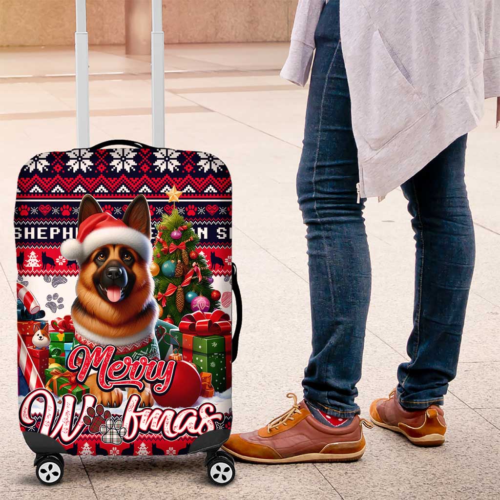 German Shepherd Merry Woofmas Luggage Cover Christmas Dog Art Style - Wonder Print Shop