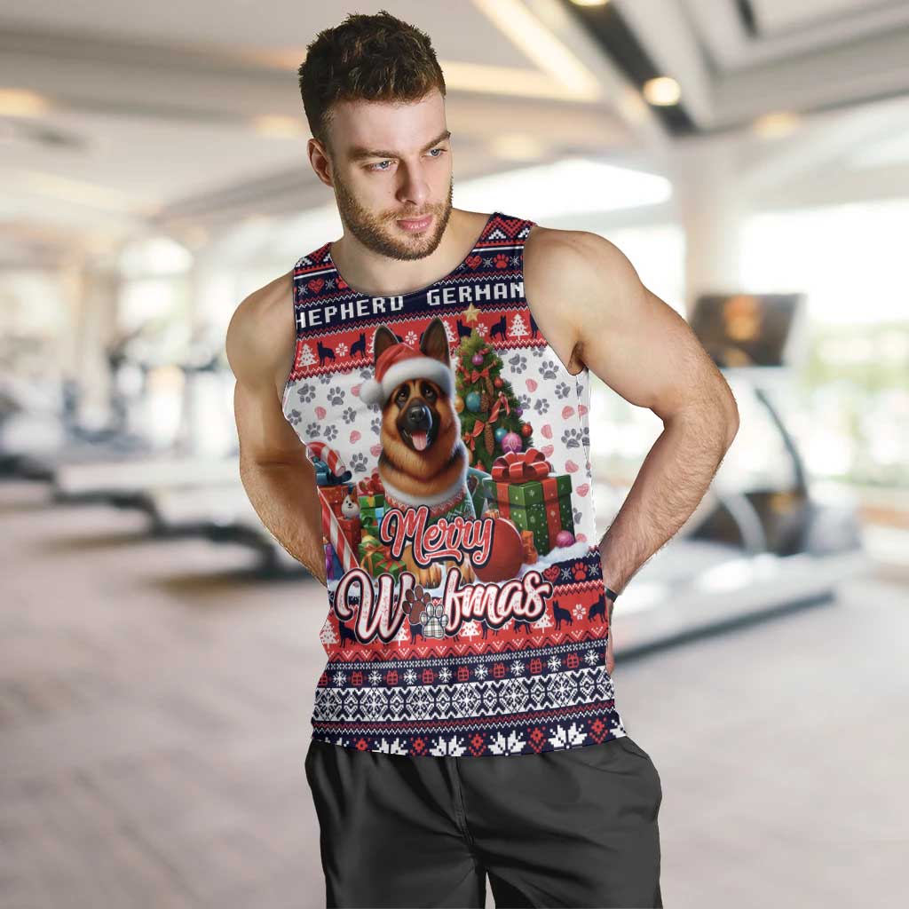 German Shepherd Merry Woofmas Men Tank Top Christmas Dog Art Style - Wonder Print Shop