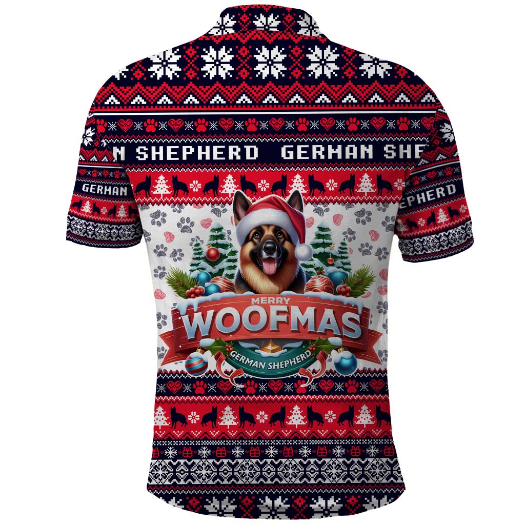 German Shepherd Merry Woofmas Polo Shirt Christmas Dog Art Style - Wonder Print Shop