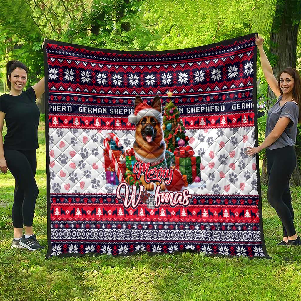 German Shepherd Merry Woofmas Quilt Christmas Dog Art Style - Wonder Print Shop