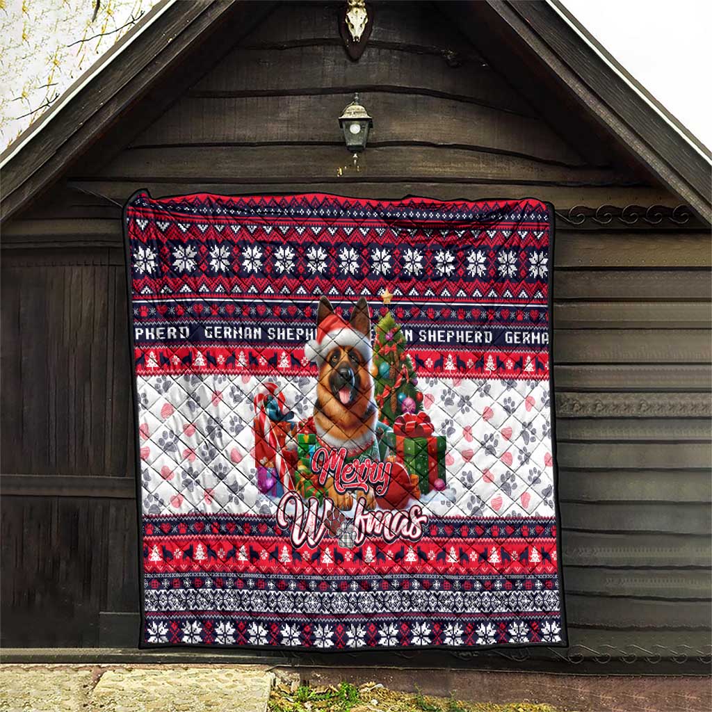 German Shepherd Merry Woofmas Quilt Christmas Dog Art Style - Wonder Print Shop
