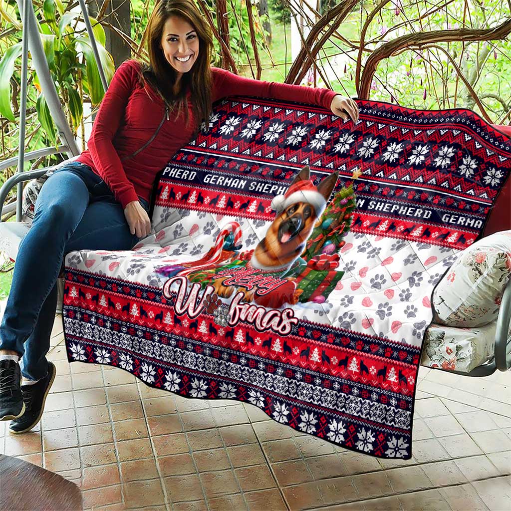 German Shepherd Merry Woofmas Quilt Christmas Dog Art Style - Wonder Print Shop
