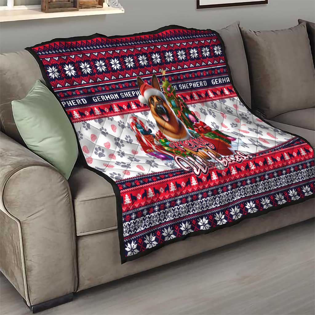 German Shepherd Merry Woofmas Quilt Christmas Dog Art Style - Wonder Print Shop