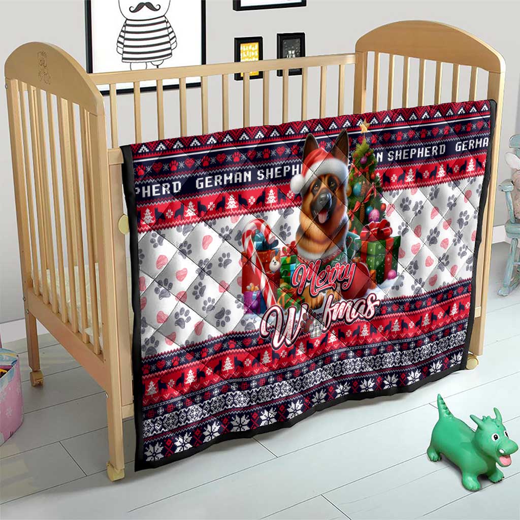 German Shepherd Merry Woofmas Quilt Christmas Dog Art Style - Wonder Print Shop