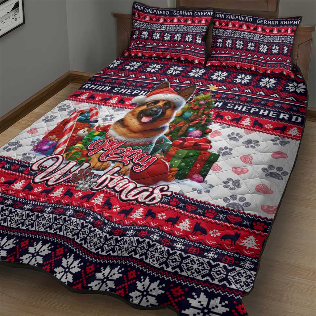 German Shepherd Merry Woofmas Quilt Bed Set Christmas Dog Art Style - Wonder Print Shop