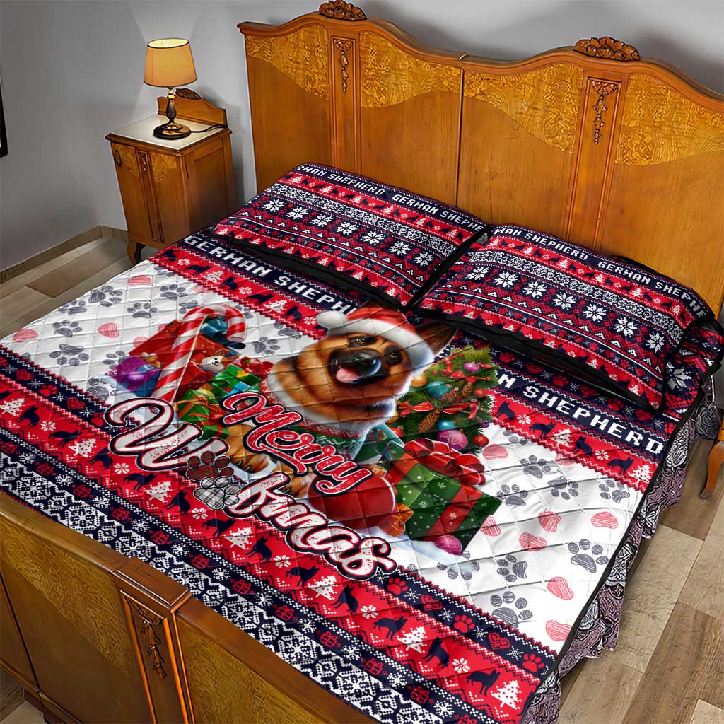 German Shepherd Merry Woofmas Quilt Bed Set Christmas Dog Art Style - Wonder Print Shop