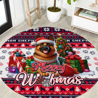 German Shepherd Merry Woofmas Round Carpet Christmas Dog Art Style