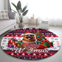 German Shepherd Merry Woofmas Round Carpet Christmas Dog Art Style