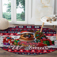 German Shepherd Merry Woofmas Round Carpet Christmas Dog Art Style