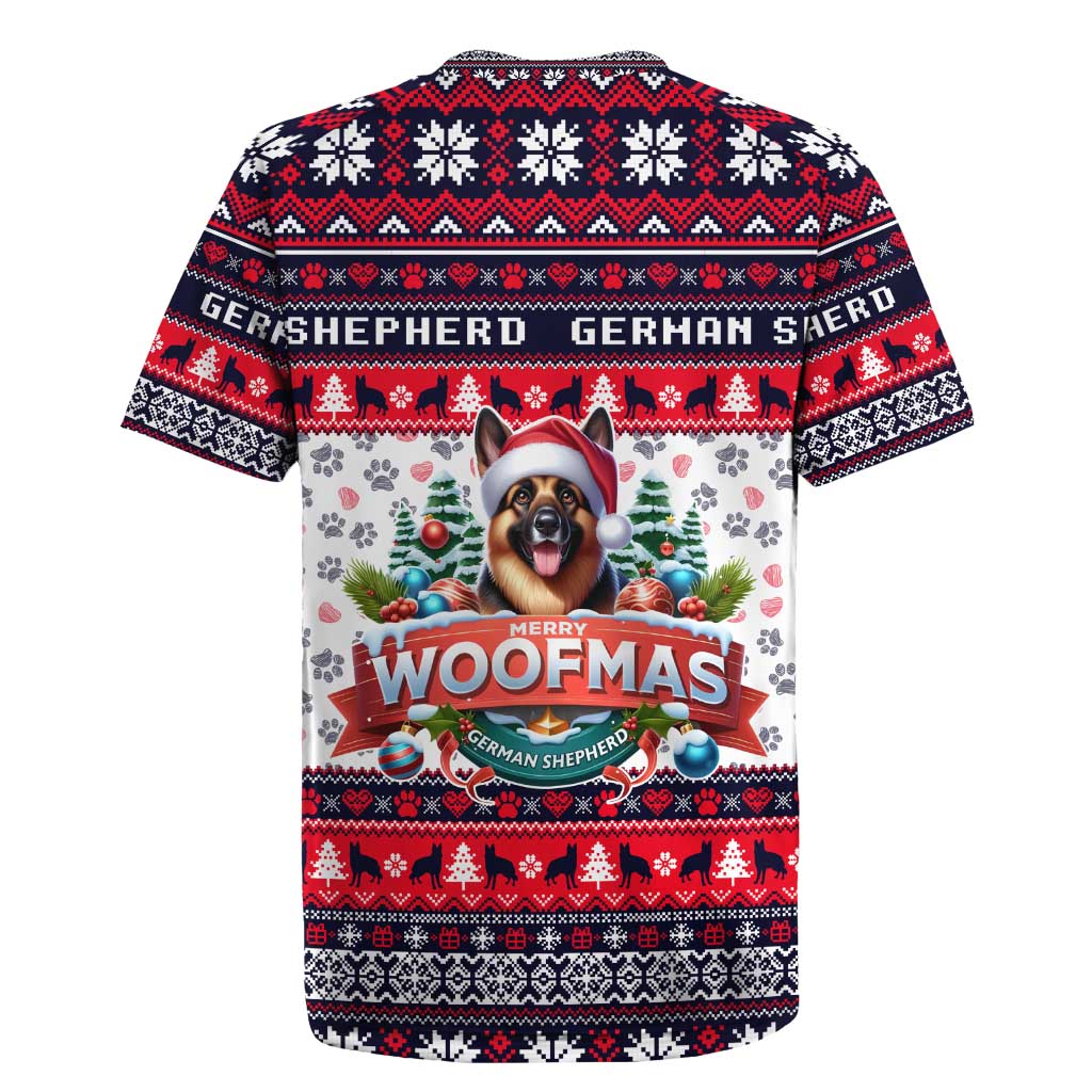 German Shepherd Merry Woofmas Rugby Jersey Christmas Dog Art Style - Wonder Print Shop