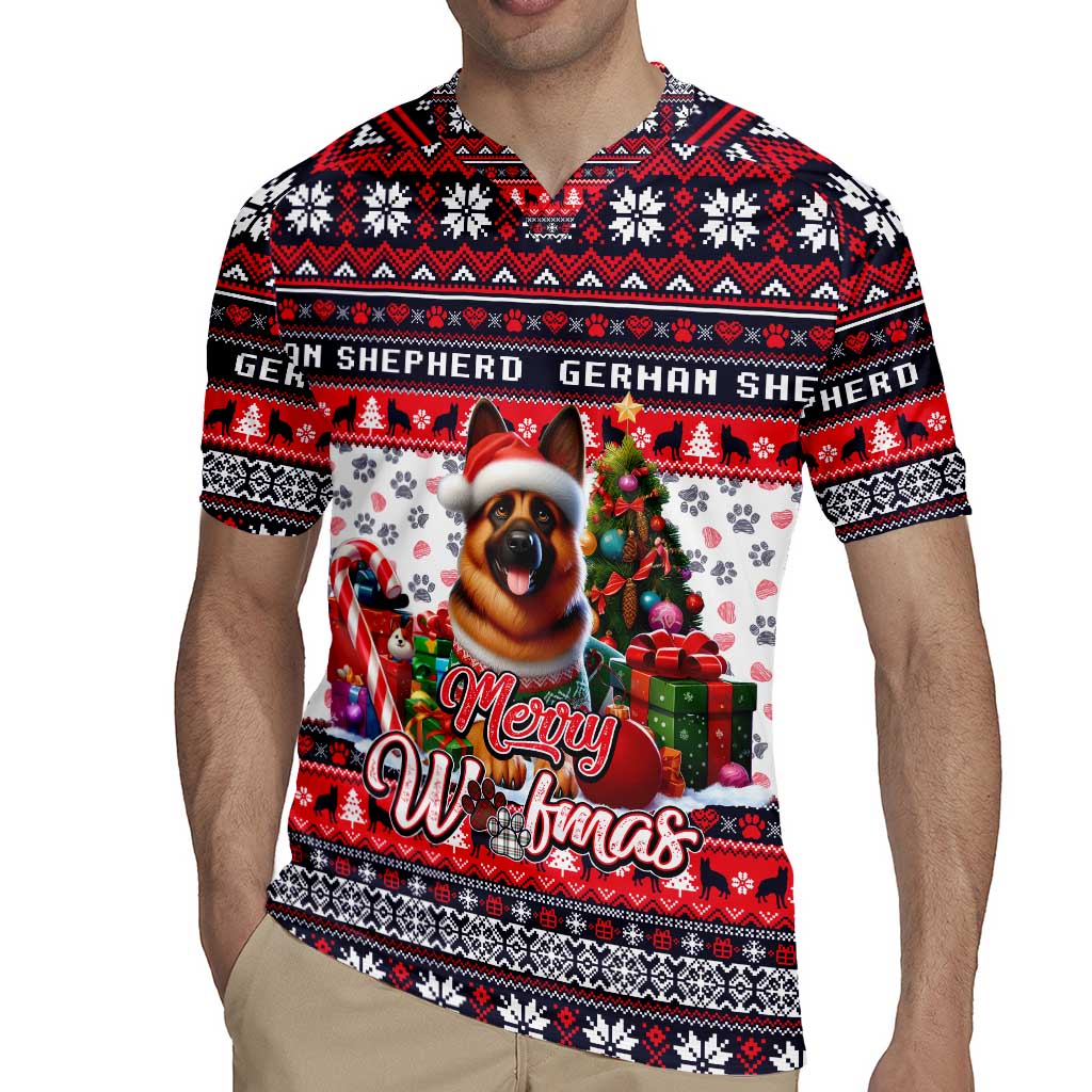 German Shepherd Merry Woofmas Rugby Jersey Christmas Dog Art Style - Wonder Print Shop