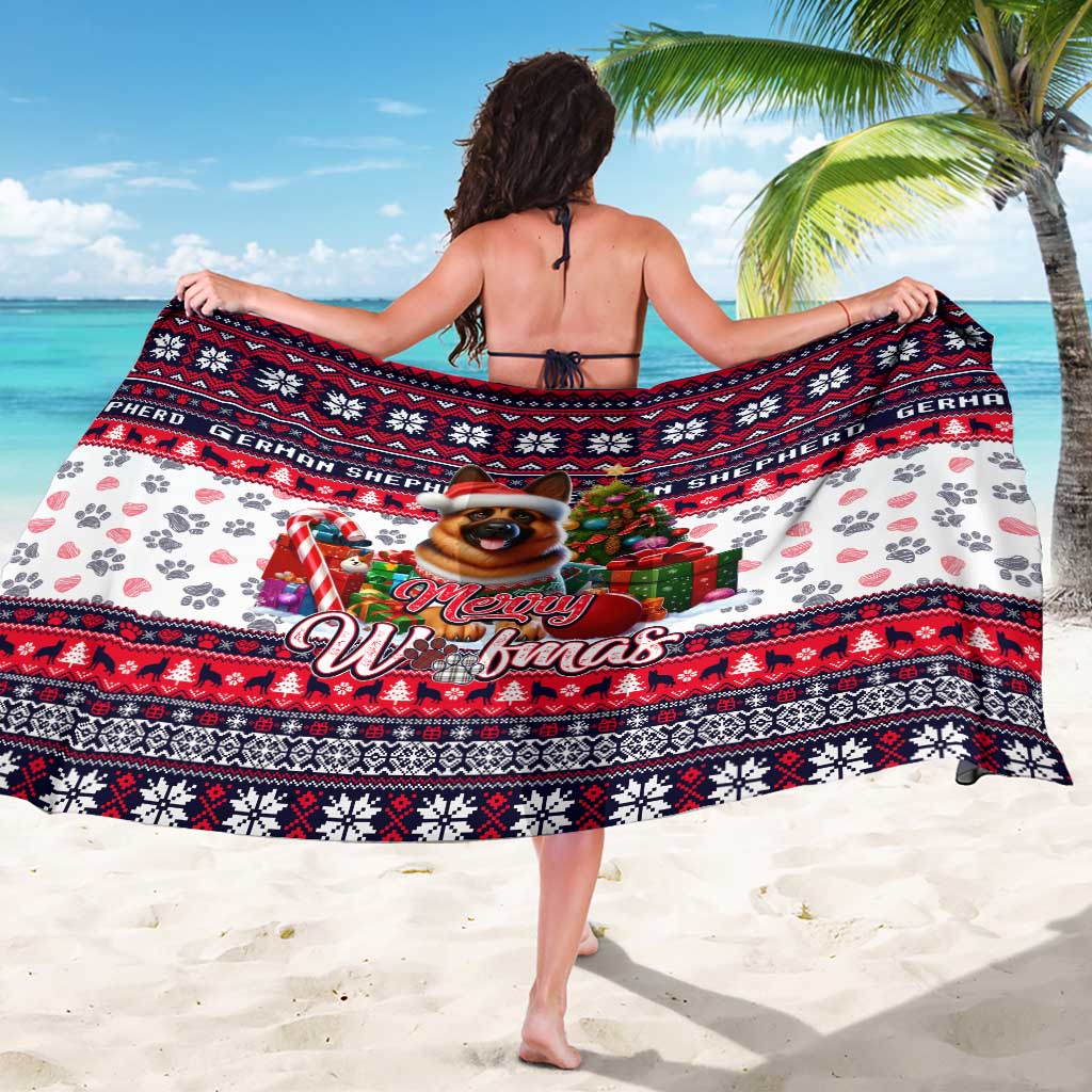 German Shepherd Merry Woofmas Sarong Christmas Dog Art Style - Wonder Print Shop