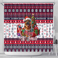 German Shepherd Merry Woofmas Shower Curtain Christmas Dog Art Style