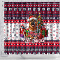 German Shepherd Merry Woofmas Shower Curtain Christmas Dog Art Style