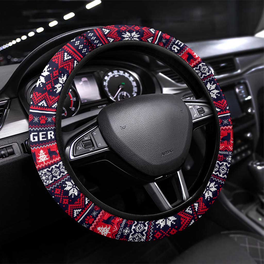 German Shepherd Merry Woofmas Steering Wheel Cover Christmas Dog Art Style - Wonder Print Shop