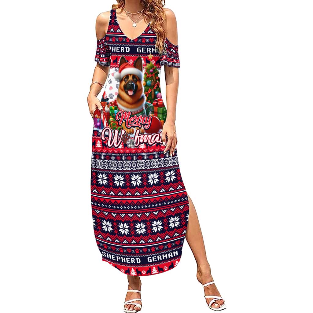 German Shepherd Merry Woofmas Summer Maxi Dress Christmas Dog Art Style - Wonder Print Shop