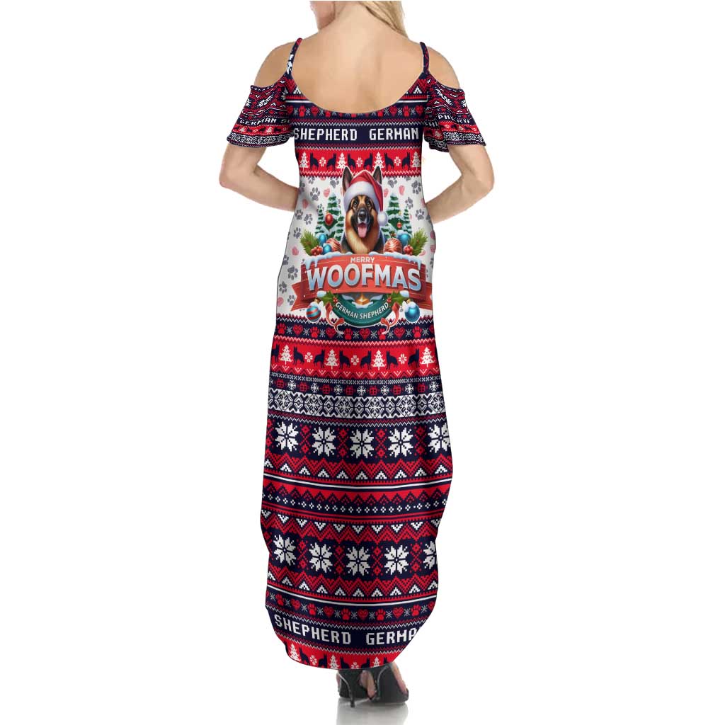 German Shepherd Merry Woofmas Summer Maxi Dress Christmas Dog Art Style - Wonder Print Shop
