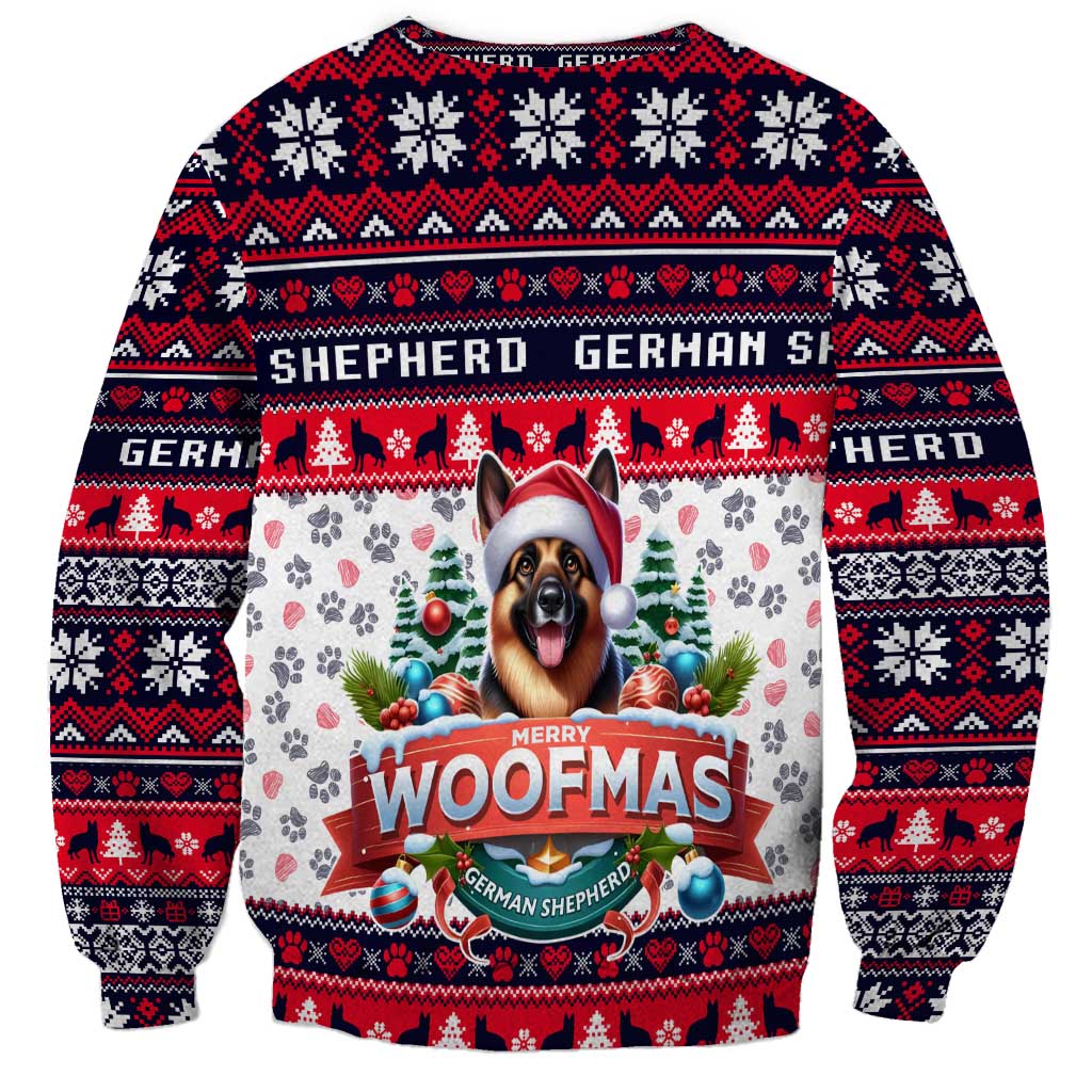 German Shepherd Merry Woofmas Sweatshirt Christmas Dog Art Style - Wonder Print Shop