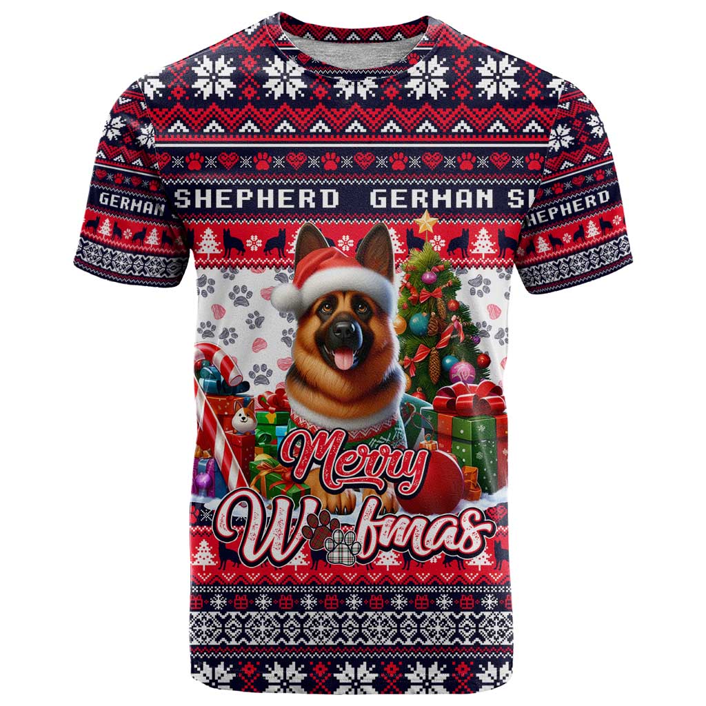German Shepherd Merry Woofmas T Shirt Christmas Dog Art Style - Wonder Print Shop