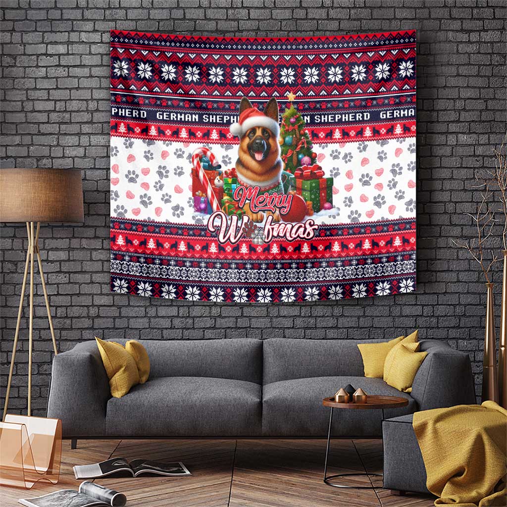 German Shepherd Merry Woofmas Tapestry Christmas Dog Art Style - Wonder Print Shop