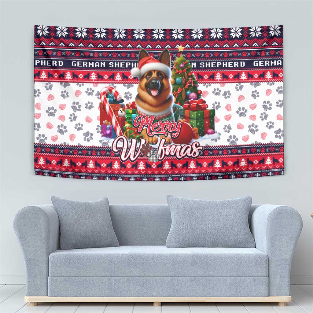 German Shepherd Merry Woofmas Tapestry Christmas Dog Art Style - Wonder Print Shop