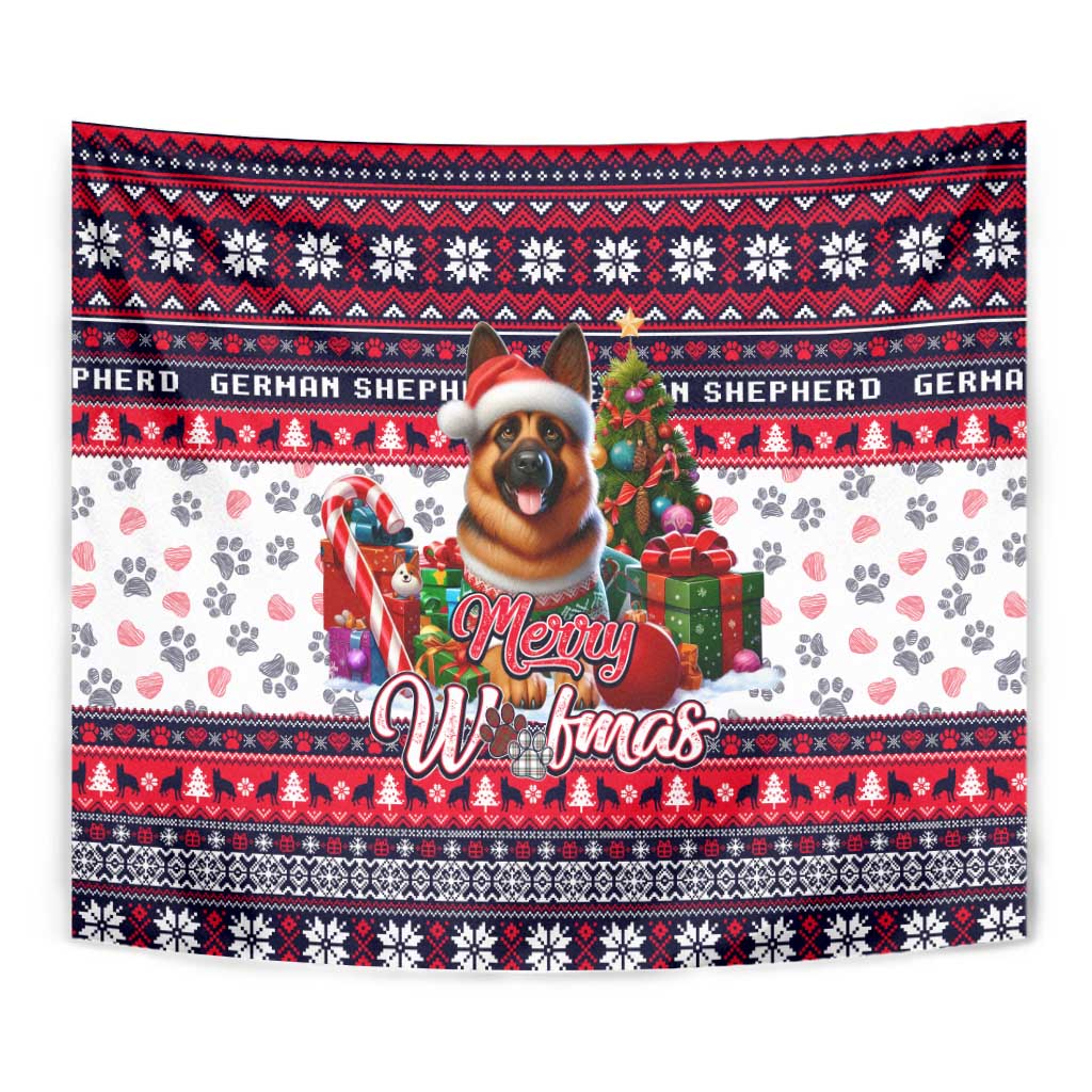 German Shepherd Merry Woofmas Tapestry Christmas Dog Art Style - Wonder Print Shop