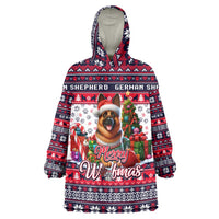 German Shepherd Merry Woofmas Wearable Blanket Hoodie Christmas Dog Art Style - Wonder Print Shop