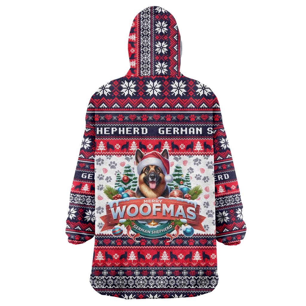 German Shepherd Merry Woofmas Wearable Blanket Hoodie Christmas Dog Art Style - Wonder Print Shop