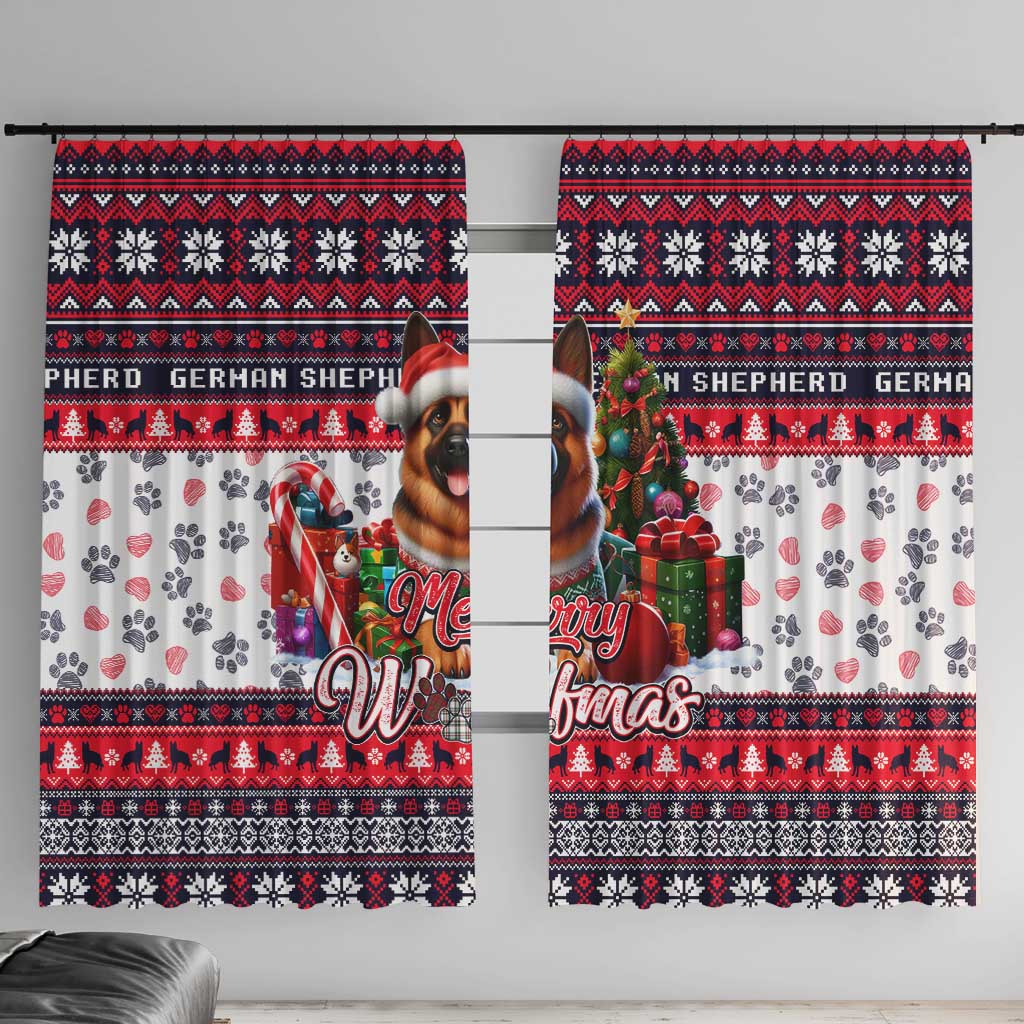 German Shepherd Merry Woofmas Window Curtain Christmas Dog Art Style - Wonder Print Shop