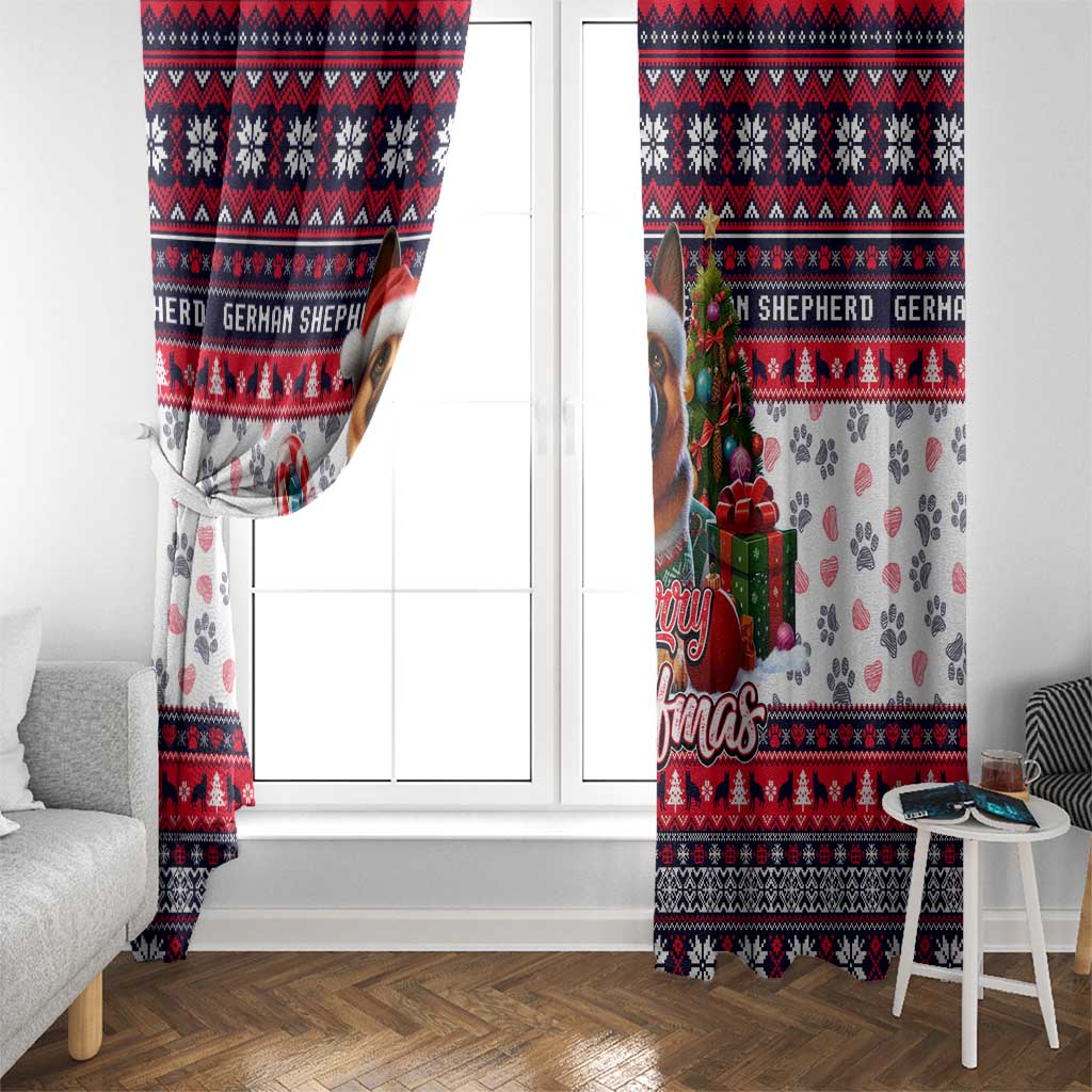 German Shepherd Merry Woofmas Window Curtain Christmas Dog Art Style - Wonder Print Shop