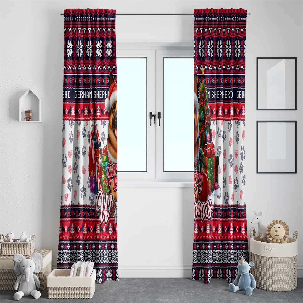 German Shepherd Merry Woofmas Window Curtain Christmas Dog Art Style - Wonder Print Shop