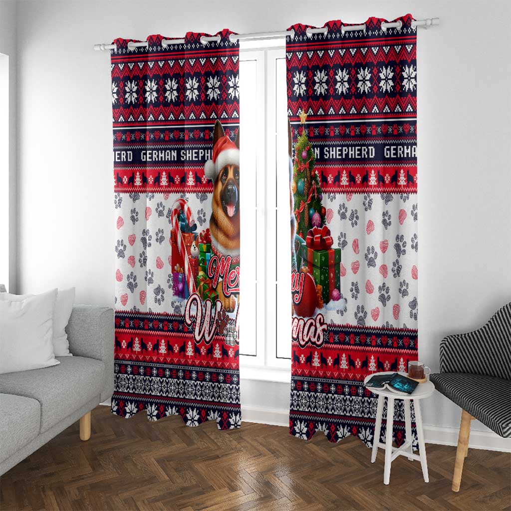 German Shepherd Merry Woofmas Window Curtain Christmas Dog Art Style - Wonder Print Shop