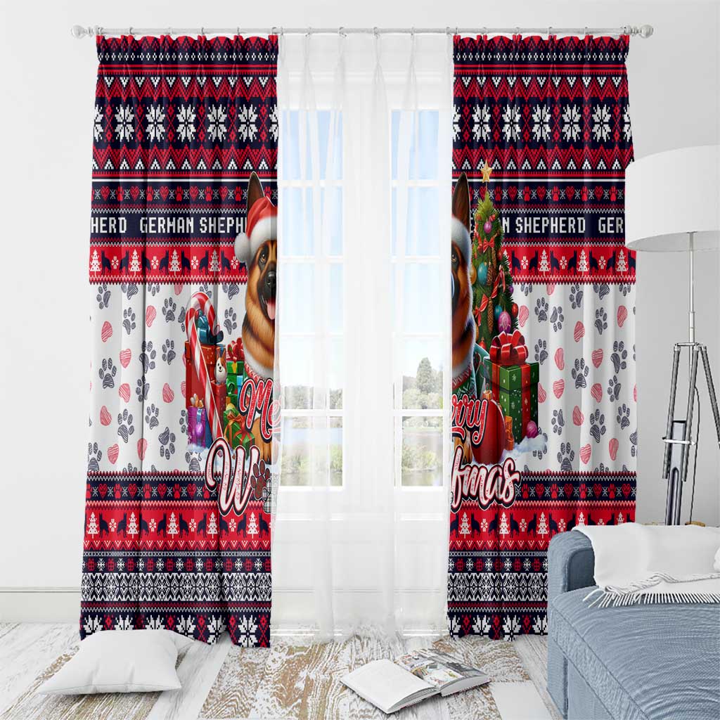 German Shepherd Merry Woofmas Window Curtain Christmas Dog Art Style - Wonder Print Shop