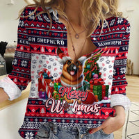 German Shepherd Merry Woofmas Women Casual Shirt Christmas Dog Art Style - Wonder Print Shop