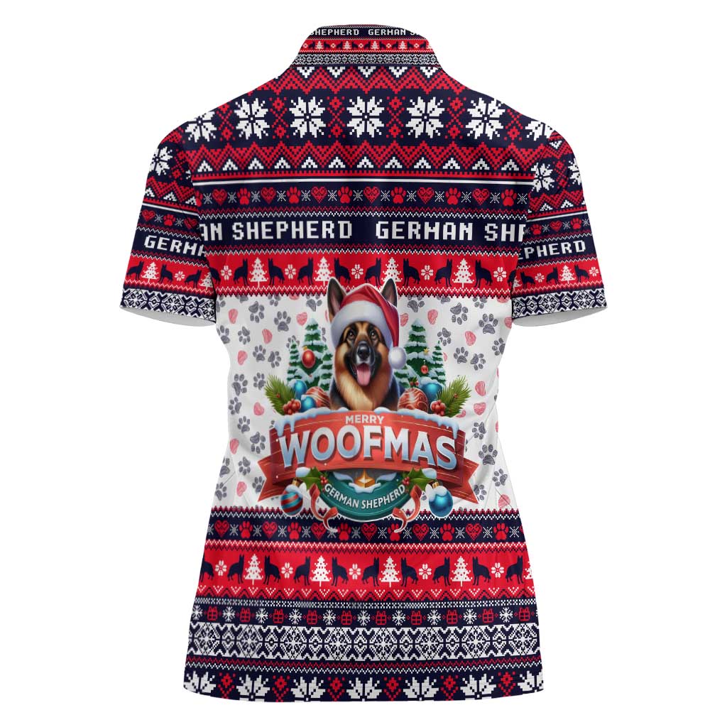 German Shepherd Merry Woofmas Women Polo Shirt Christmas Dog Art Style - Wonder Print Shop